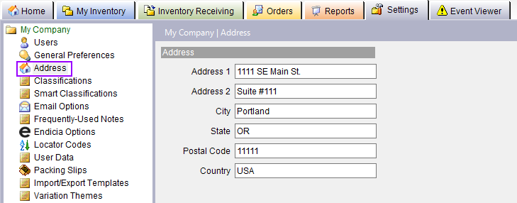 Address settings