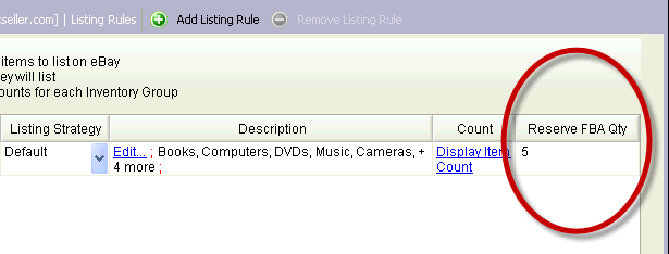 Reserve FBA quantity column in listing rule