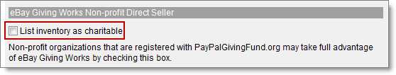 eBay Giving works MissionFish check box